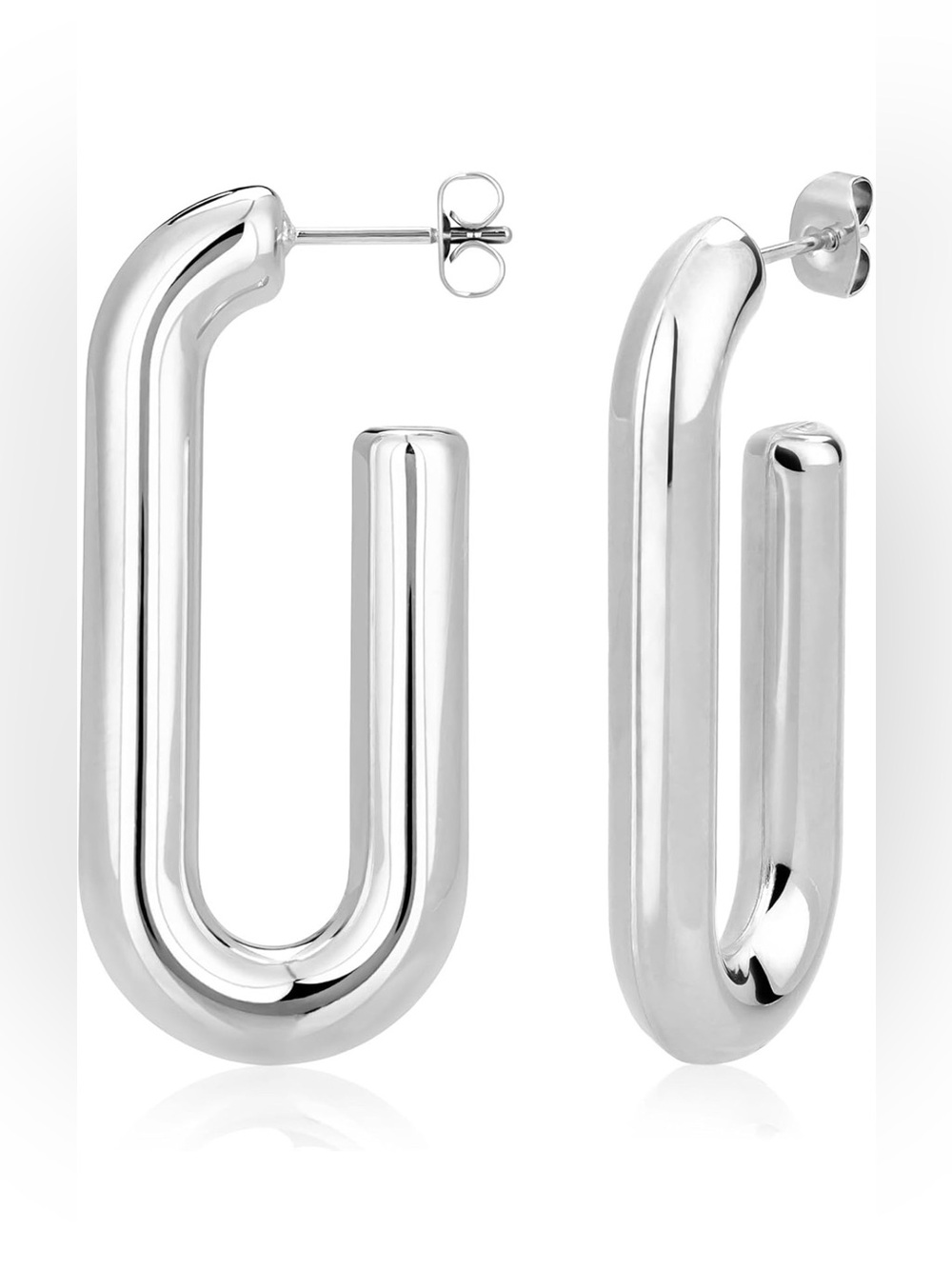 Siumal Sterling Silver Modern U-Shape Hoop Earrings